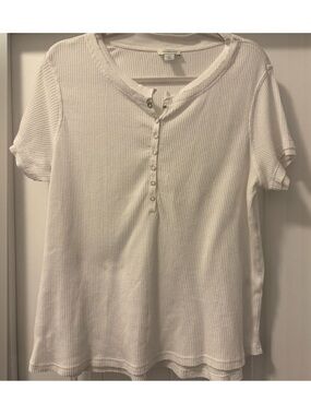 ❤️ Sundance - White Short Sleeve Waffle Henley - XL